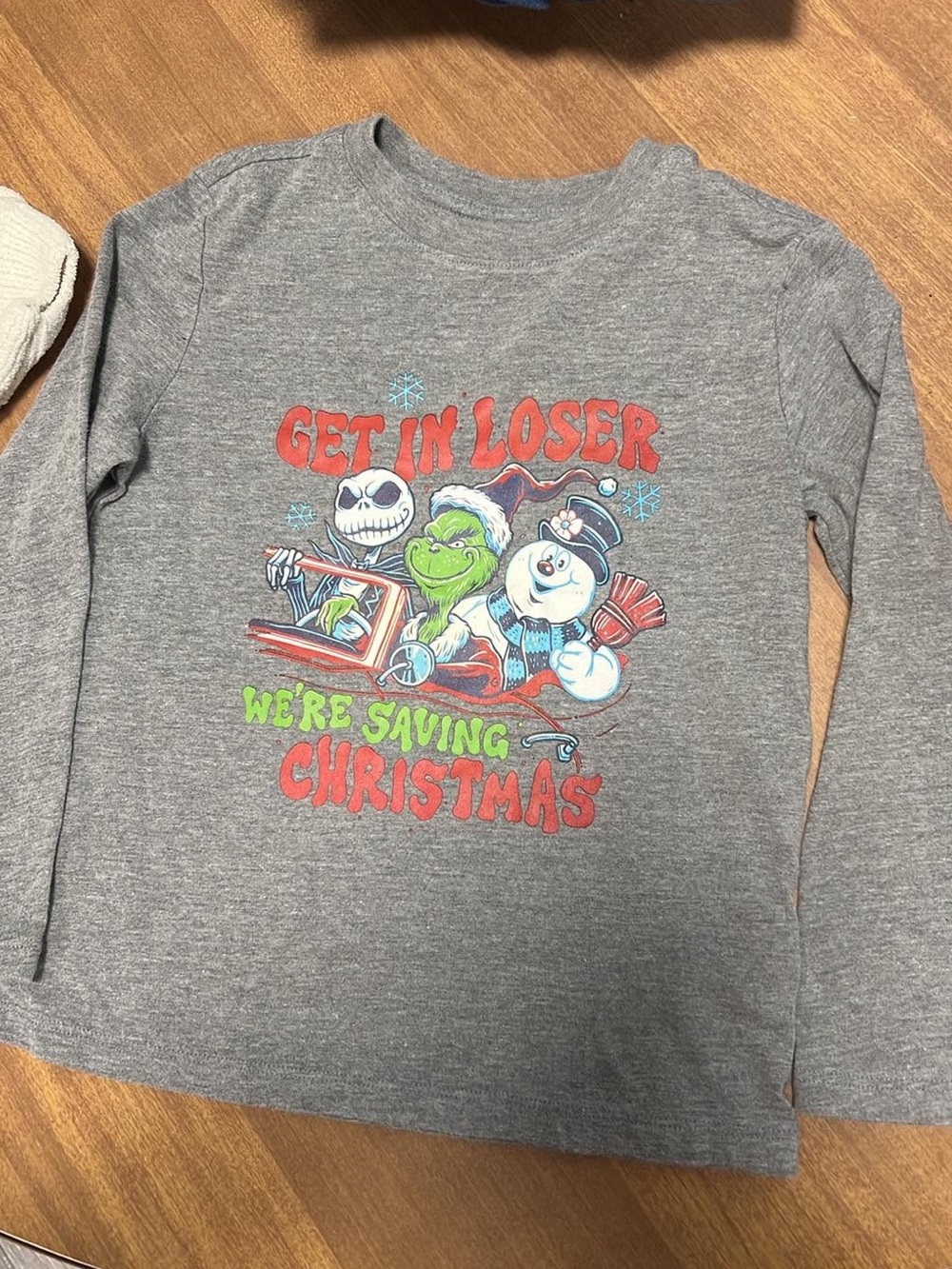 Kids' Gray Long-Sleeve Graphic Tee - Holiday Characters